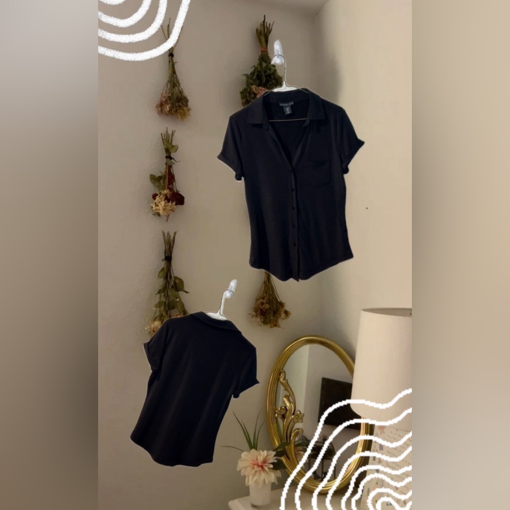 Black Button-Up Tee